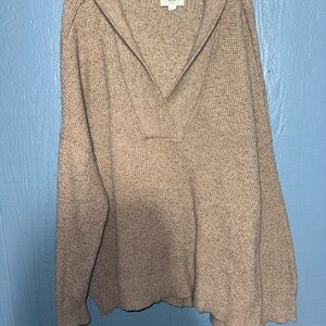 Aerie Soft Knit V-Neck Sweater in Taupe
